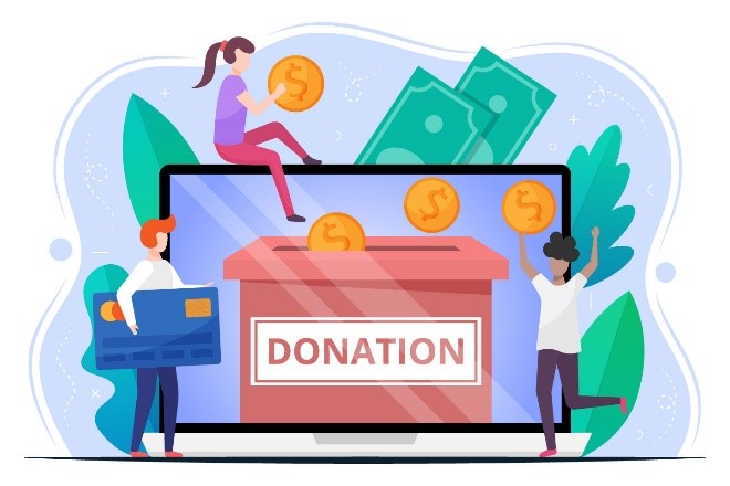 drawing of Computer screen with donation box