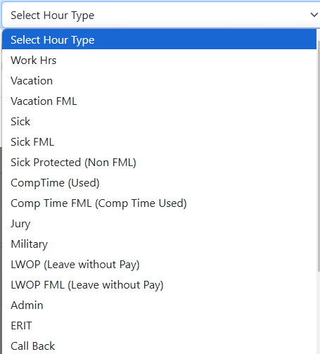 hour types for hourly employees