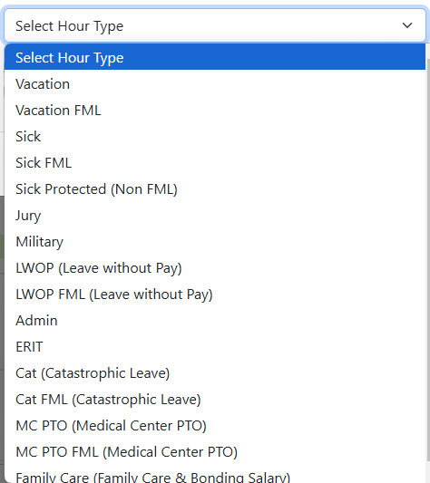 Hour types for salary employees