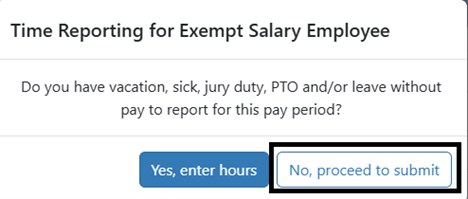 Screenshot of no proceed to submit button