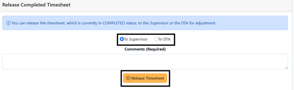 To supervisor or DTA toggle highlighted in TRS screenshot