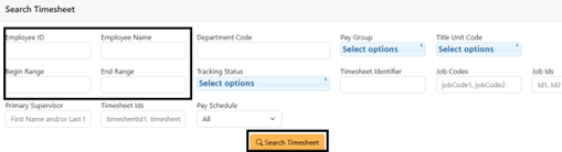 Search criteria highlighted in TRS