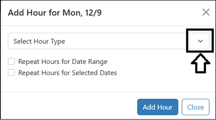 Hour Type select drop down highlighted